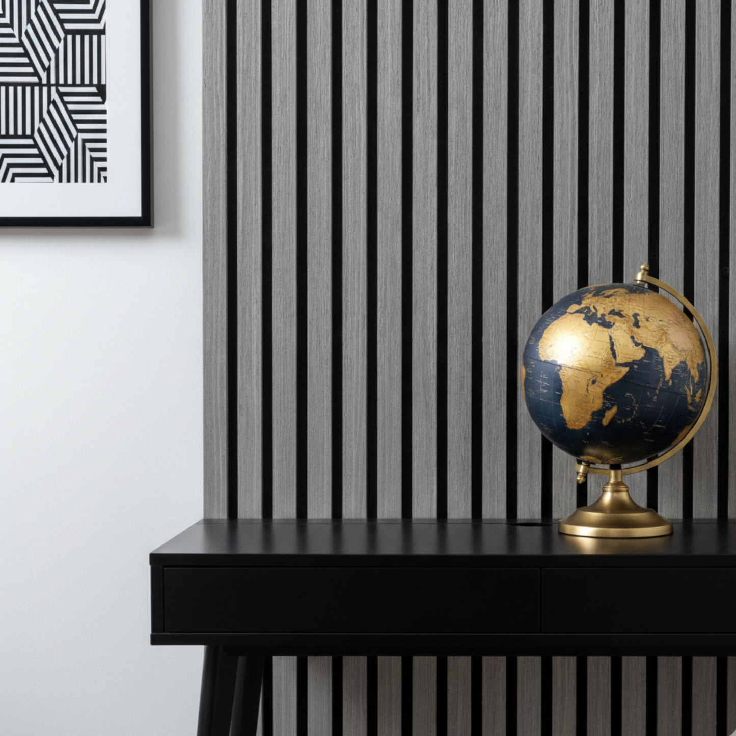 Premium Thick Slat Large Wall Panel 280cm x 60cm (Grey) - 35mm thickness