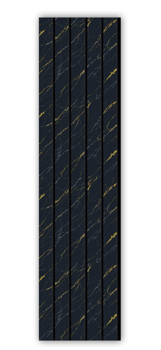 Acoustic Slat Wall Panels | Premium UltraWide Slats | 240cm x 60cm | Black Marble