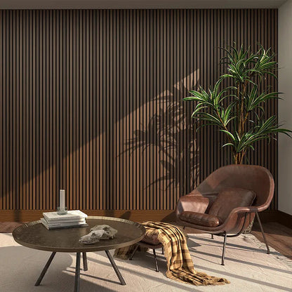 3.6m x 60cm | Acoustic Slat Wall Panels | Walnut | Premium Wood Veneer