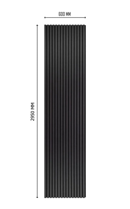 3m x 60cm | Acoustic Slat Wall Panels | Dark Grey | Premium Wood Veneer