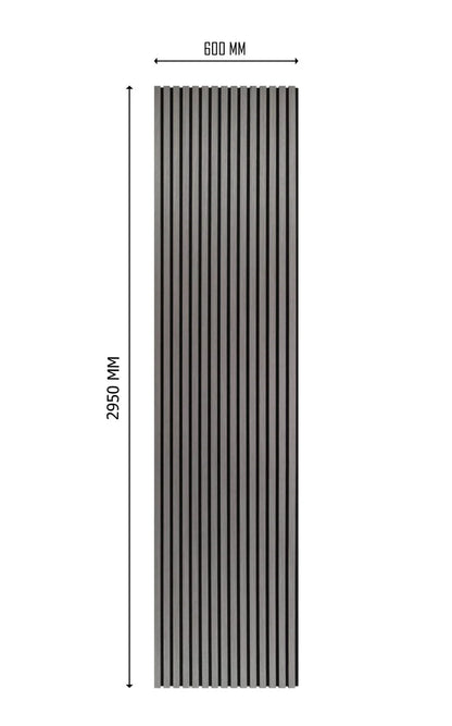 3m x 60cm | Acoustic Slat Wall Panels |  Light Grey | Premium Wood Veneer