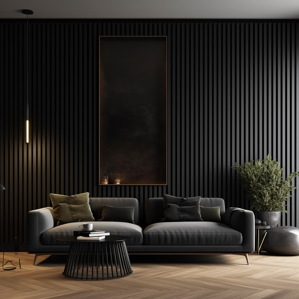 3.6m x 60cm | Acoustic Slat Wall Panels | Dark Grey | Premium Wood Veneer