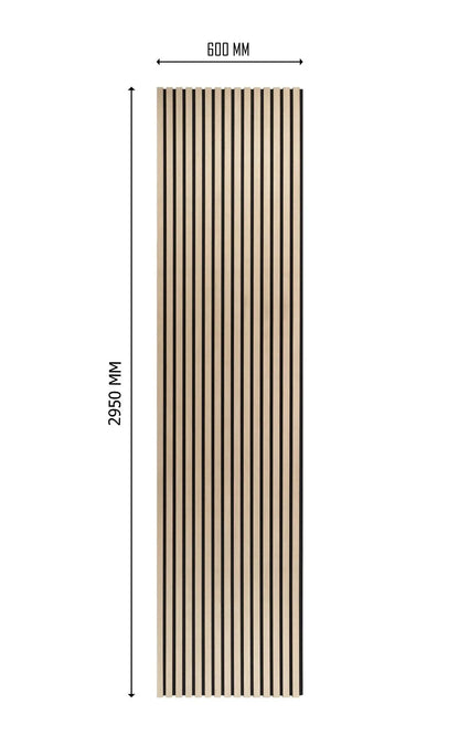 3m x 60cm | Acoustic Slat Wall Panels | Classic/Light Oak | Premium Wood Veneer