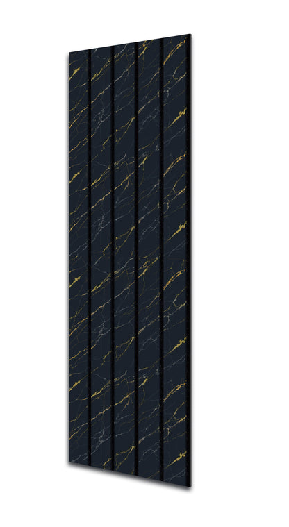 Acoustic Slat Wall Panels | Premium UltraWide Slats | 240cm x 60cm | Black Marble